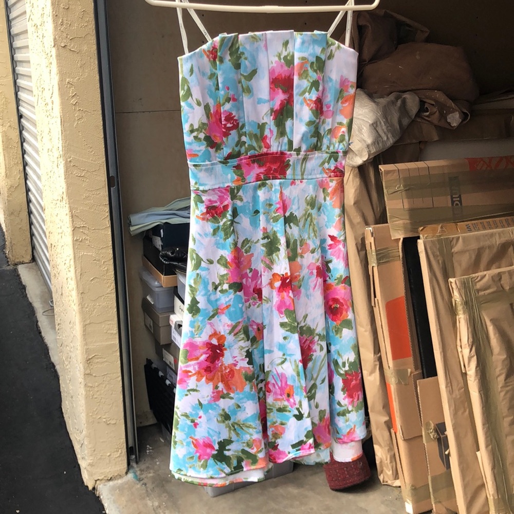 Strapless Floral Dress
